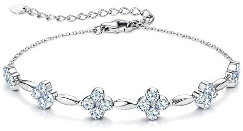 UNIQAL Germany | Moissanit Armband Damen 925 Sterlingsilber 1,21–4,95 g, 0,02–3,00 Karat, D Farbe VVS1, verstellbar, mit GRA Zertifikat, Diamantoptik