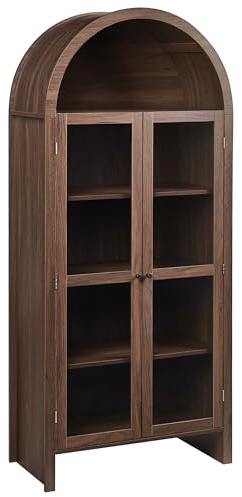 Beliani Vitrine mit Glastüren Faserplatte Dunkelbraun Landhausstil Glenwood