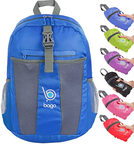 Rucksack, leicht, faltbar, platzsparend, für Damen, Herren, Kinder, Dunkelblau (blau) - BacPk-25-DeepBlue