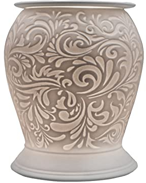 Cello Porcelain Barrel Electric Melt Burner - Finesse Swirl Pattern with 3D Image Projection Home Bedroom Decor Bulb Wax and Essential Oil Warmer Room Fragrance Kids Child Gift for Family