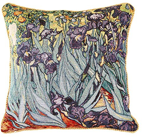 Signare Tapisserie Kissenbezug 45x45, Kissen 45x45 Kutdoor Kissen, Sofakissen, Deko Kissen, Zierkissen inspiriert von Van Gogh (Iris) (CCOV-Art-Vangogh-2)