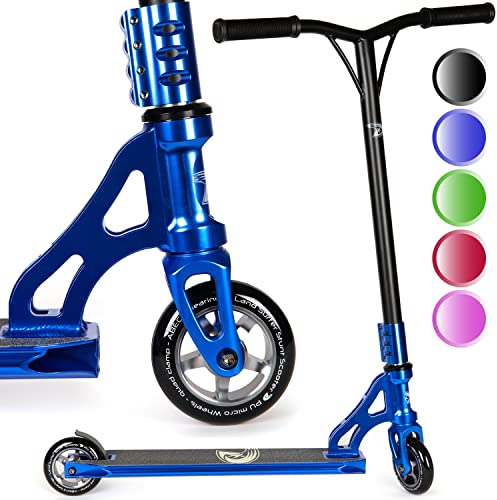 Land Surfer Stunt Scooter PRO X - Stunt Roller für Kinder ab 8 Jahren und Teenagers mit 360 Grad Deck, 100 mm High PU-Räder mit ABEC-9 Kugellager - Kinder Roller für fortgeschrittene Tricks - Blau