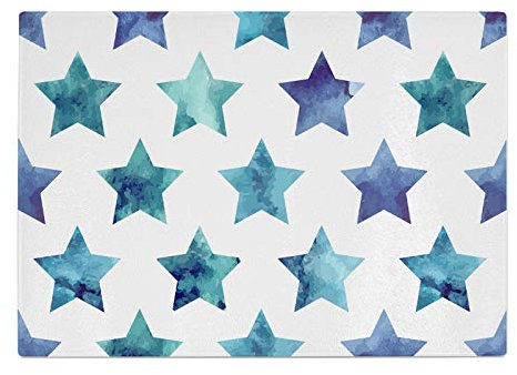 White Blue Green Teal Stars Kitchen Worktop Protector Saver Glass Chopping Board