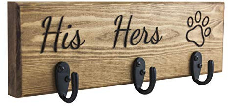 Peak Heritage Personalised Deep Engraved His, Hers & Pet Dog Lead Holder Key Hooks