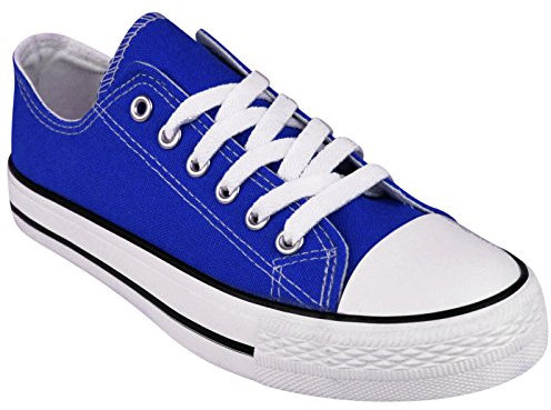 Style Spot Womens Ladies Canvas Shoes | Lace Up Casual Flat Sneaker | Lace-Up Plimsoll Pumps Casual Shoes | Low Top Flat Gym Sports Trainers Lightweight Shoes (8UK, Royal Blue)