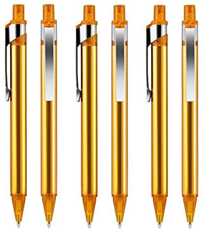 HAC24 50x Metall Kugelschreiber Orange mit schwarzer Mine Kulis Schreibset Bürobedarf