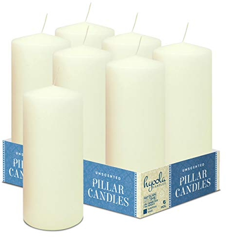 Hyoola Elfenbeinfarbene Stumpenkerzen 7,5 x 17,5 cm - Unparfümierte Stumpenkerzen Groß - 6er-Pack - Kerzen Lange Brenndauer Hergestellt in EU