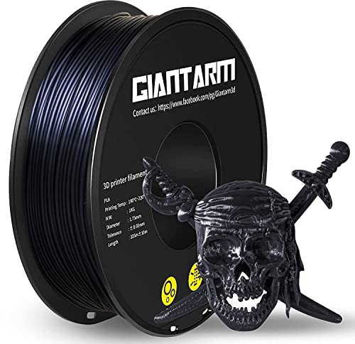 GIANTARM Silk PLA Filament 1.75mm, 3D Drucker Filament PLA 1kg Spule, Silk Schwarz