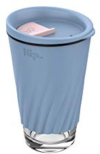 Hip Cup Glass - 355ml / 12oz Capacity - Reusable Travel Coffee Mug with Silicone Sleeve & Spill-Proof Lid - for Hot & Cold Drinks, Standard Barista Sized - BPA Free & Recyclable - Sky & Dusty Pink