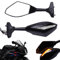 MISS MOLY Schwarzer Motorrad-Blinker-Rückspiegel mit LED-Pfeilanzeige für CBR GSXR YZFGGloss Black+Clear Lens