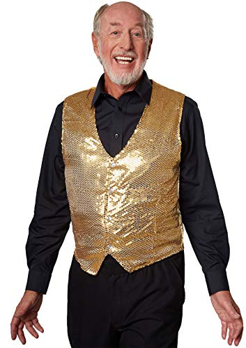 dressforfun 901000 Herren Pailletten Anzug Weste, V-Ausschnitt, Ärmellos, gold - diverse Größen - (L | Nr. 303963)