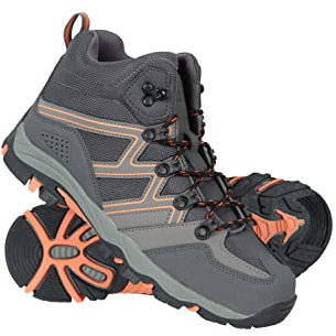 Mountain Warehouse Oscar Kids Walking Boots – Suede Footwear with Sturdy Grip, Padded Ankles & Strong Outsole – For Spring Summer Travelling, Hiking, Camping Dark Grey Junior Shoe Size 5
