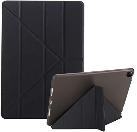 DasKAn Coque pour iPad Air 2 avec Support de Multi Angles, Ultra Mince Léger Housse de Protection Antichoc Silicone TPU et PU Cuir Étui de Tablette Tactile pour Apple iPad Air 2, Noir
