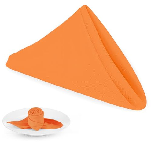 PLOYMONO Strapazierfähige Stoffservietten, 43,2 x 43,2 cm, solide, waschbare Polyester-Servietten, Set mit 8 Servietten mit gesäumten Kanten, ideal für Partys, Herbstfeste, Herbst, Halloween,