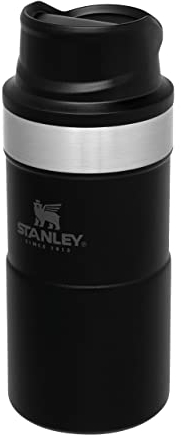 Stanley Classic Trigger Action Mug Isotherme 0.25L - Étanche - Maintient la Température (Chaud/Froid) - Thermos Café - Acier Inoxydable - Tasse Isotherme Café, Thé & Eau - Sans BPA - Matt Black