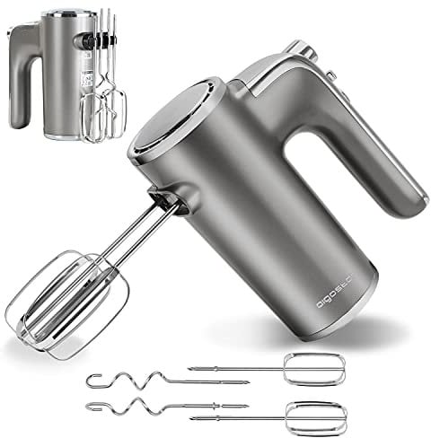 Aigostar Hand Mixer Electric Whisk 400W Handheld Mixer for Baking Egg Cake Cream with 5 Speeds and Turbo Boost,Ejection Button, Stainless Steel Beaters and Dough Hooks for Food Beater - Adela 30XQA