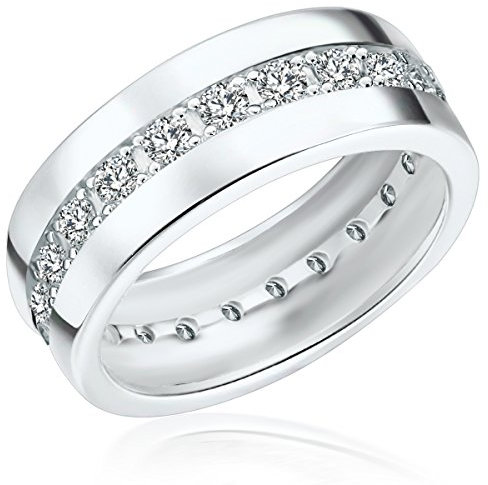 Rafaela Donata Damen-Ring 925 Sterling Silber Zirkonia weiß - Moderner Silberring in Memoire-Form mit Steinen