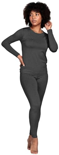 LAPASA Conjunto Ropa Termica Mujer Set Interior Camiseta Manga Larga Malla Termico Deportiva Invierno Frio Extremo Deporte Esqui Montaña Thermoflux 200 L41 XXL Gris Jaspeado Oscuro