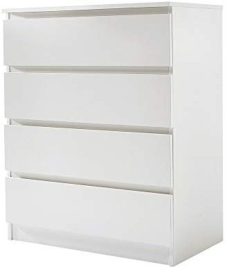 Panana Wooden 3/4/5/6 Chest Of Drawers with Metal Runner Modern Bedroom Bedside Storage Cabinet Unit for Hallway Living Room (White, 40D x 70W x 85.6H cm)