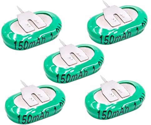 vhbw 5X NiMH Ersatz Knopfzellen-Akku Typ 1/V150H 3-Pins 150mAh 1,2V kompatibel mit Modellbau-Akkus, Solar-Leuchten UVM.