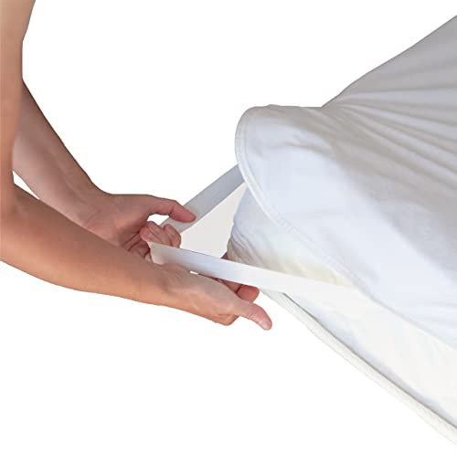 Twillie - Wasserdichter Matratzenschoner 90x200 mit 4 Gummibändern - Oeko Tex® - Atmungsaktive Jersey Matratzenauflage - Matratzenschutz ohne Knistern - Ultradünn, Ultrastark, Ultraweich Weiß