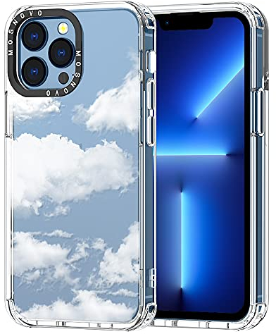 MOSNOVO Case for iPhone 13 Pro, [Buffertech 6.6ft Military-Grade Drop Protection] [Anti Peel Off Tech] Clear TPU Bumper Phone Case Cover Design - Cloud