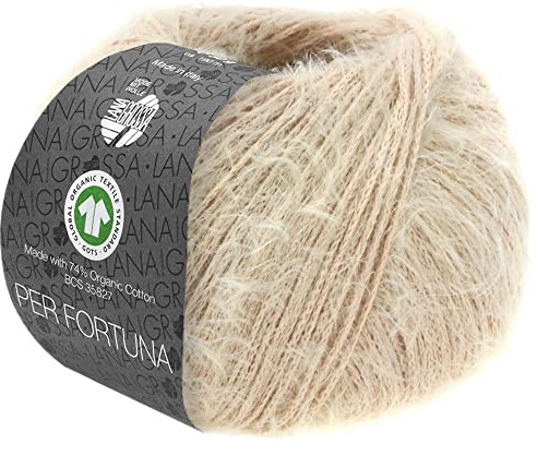 LANA GROSSA Per Fortuna GOTS | Leichtes Sommerflauschgarn mit Baumwolle | Handstrickgarn aus 74% Baumwolle (Bio) & 26% Polyamid | 50g Wolle zum Stricken & Häkeln | 190m Garn FB 30