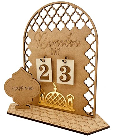 Ramadan Kalender, Eid Mubarak Dekoration DIY Ramadan aus Holz Countdown-kalender Ornament Gebet Ramadan Mubarak Deko Wohnzimmer Ramadan Geschenke Kinder