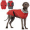 DENTRUN Hundemantel Grosse Hunde, Ärmellose wasserdichte Hundejacke, Hunde Reflektierende Fleecejacke, Winddichter WintermantelHunde, Winddicht Outdoor Hundejacke(Rot,XL)