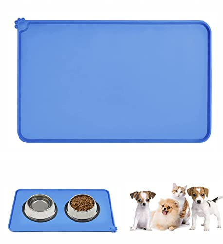 Emwel Dog Food Mat, Silicone Bowl, Non-Slip Cat And Feeding, Waterproof Placemat L (47 * 30), blue, 180g