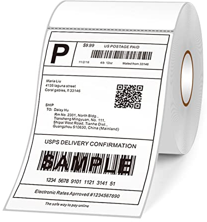 Thermo-Versandetiketten Rolle Versandpaket Thermodrucker Allzwecketikett Papier Aufkleber Selbstklebend Wasserdicht Öldicht Kratzfest Geeignet für Ze Amazon UPS Ebay Spify Ex Beschriftung