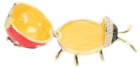 Marienkäfer Schmuckkästchen, Ei-Schmuckkästchen mit Scharnier, Handbemalt, Rot, Emaille, Kristall, Handbemalt, Ringe, Ohrringe, Schmuck, Aufbewahrungsbox, Ornament