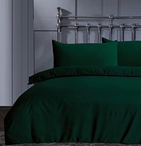 Linen Home Single Size Duvet Set Bottle Green - Soft Microfibre Single Bed Quilt Cover with 1 Pillowcase, Easy Care Wrinkle Free Single Bedding Set of 2 Pcs (Single, Bottle Green)