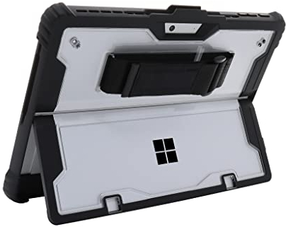 honju FIT Handstrap Case Microsoft Surface Pro 11 / Pro 10 / Pro 9 Hülle (Signature Keyboard kompatibel, Case mit Surface Slim-Pen 2 Halterung, Abnehmbarer Handschlaufe) schwarz/transparent