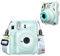 HIYQIN Clear Case Compatible with Fujifilm Instax Mini 12 Instant Camera, Clear Crystal Hard Shell with Shoulder Strap and Funny Sticker (Clear+Green)