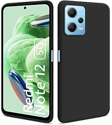 HSP Hülle für Xiaomi Redmi Note 12 5G [Staubabweisend] Handyhülle | Premium TPU Silikon Case Schutzhülle | Kratzfest Stoßfest Fallschutz | Kameraschutz Displayschutz | Passgenau Dünn Matt | Schwarz