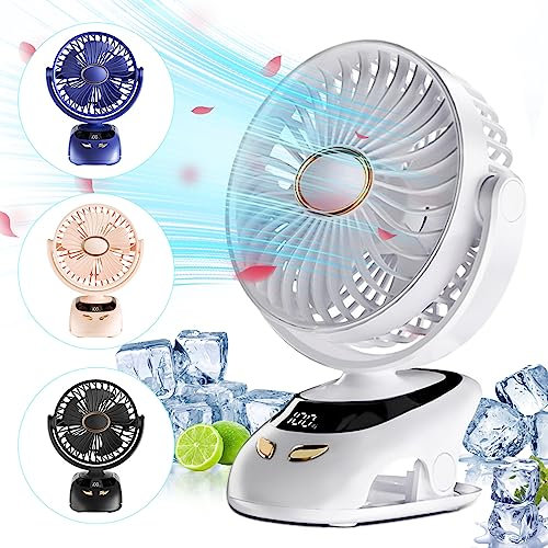 mebiusyhc USB Portable Desk Fan - 5 Speed Strong Wind Clip-on Desktop With 90° Rotation for Home Office, Travel, Bed, Stroller, Camping, Outdoor, Golf Cart