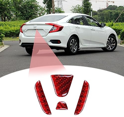 LANZMYAN Compatibile con emblema del portellone posteriore dell'auto con logo in fibra di carbonio emblema distintivo decalcomania adesivo per Honda 10a generazione Civic 2016-2021 rosso