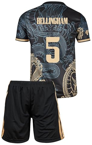 Mefstone Madrid Bellingham Dunkelblau Drachen Fußball Kinder Trikot,Spezieller Entwurf, Fussball, Limitierte Auflage, Beschränkte Auflage, Kommen Sie mit Shorts (Dunkelblau,140,Bell)