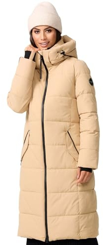 MARIKOO Damen Winterjacke Stepp Winter Jacke gesteppt lang warm Kapuze B989