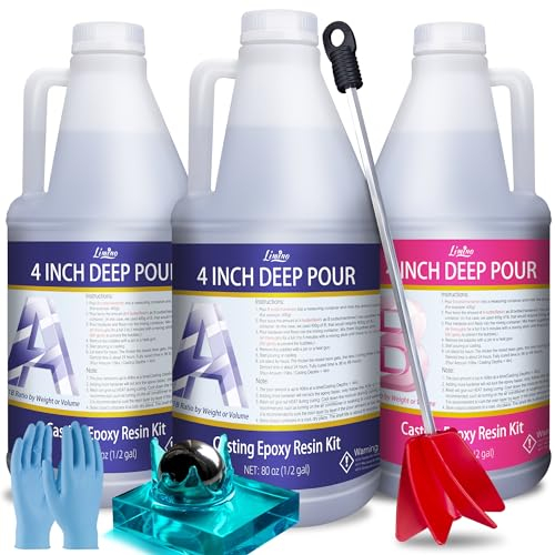 Deep Pour Epoxy Resin Kit - 240OZ / 5.7L Bubbles Free Epoxy Resin for 2-4 Pour Depths - 2:1 Crystal Clear Self-Leveling Casting Resin for River Tables, Flower Preservation, Resin Art, Wood Casting