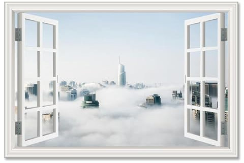 New York Empire State Building su Tela Quadri Moderni Soggiorno quadro su tela moderno new york poster finestra 3d da parete new york Immagini Decorazione Telaio interno 60x95 cm (24x37in)