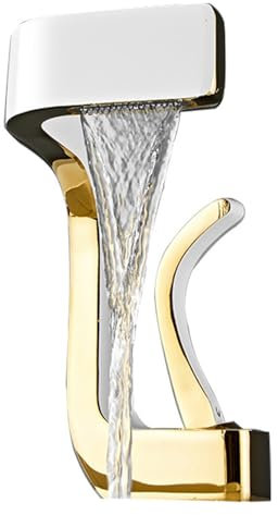 Badezimmer-Waschtischarmatur unter dem Aufsatzwaschbecken aus Messing mit heißem und kaltem Einloch-Waschbecken, Badezimmer-Wasserfall-Wasserhahn (Color : 1/2, Size : Golden)