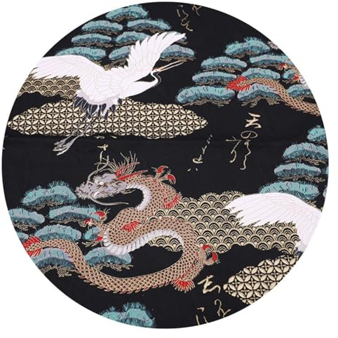 DTREEL Japanischer Bedruckter Popeline Baumwollstoff, 2 Farbiger Bronzierender Kranich Kimono Satin Stoff, Strickjacke, Tasche, Tischdecken Dekorationsstoff, Breite 148 cm, Meterware,XHH1-10m