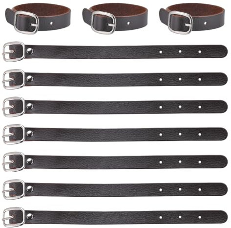 GORGECRAFT 10pz 8 pollici Cinghie per Etichette per Bagagli In Vera Pelle Cinghie Regolabili di Ricambio per Etichette Staffa con Fibbia per Valigie Zaini Porta Carte D'Identità Accessori Marrone