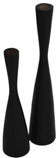 Kerzenhalter 2er Set - ø8X32/ø8X42 - schwarz - Teak