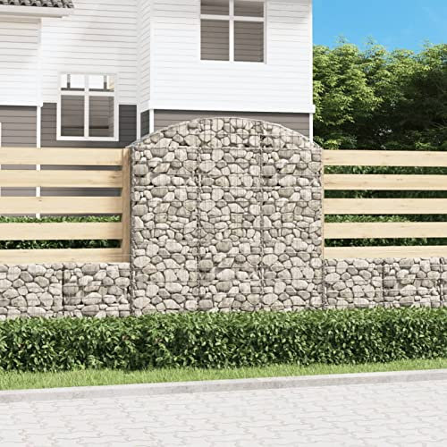 Chaduof Gabion avec arche haute, clôture en gabion, panier à pierre, panier à gabion, grille décorative, 150 x 30 x 160/180 cm, fer galvanisé