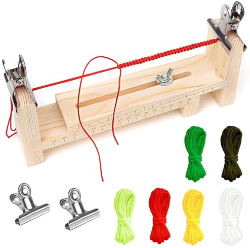 Wood Paracord Jig Armband Maker, ARJDXDP Paracord-Vorrichtung, Armband Herstellen Kit, Mit 6 Fallschirmschnüren Und 2 Klemme Zum Paracord-flechten Diy-armband-strickwerkzeug