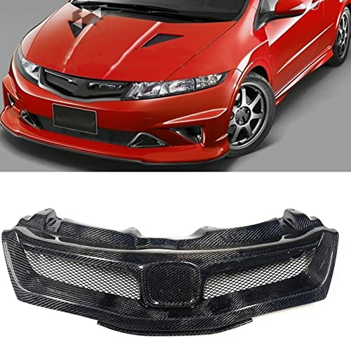 Parrilla de fibra de carbono para defensa delantera de Honda Civic Type-R FN2 2006-2012, color negro