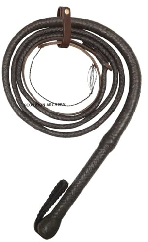 SCORPION ARCHERY Bullwhip Real Cow Hide Leather 8 Plaits Equestrian Bull Whip Brown Color Rope Core Belly Inside Birthday Gift for him